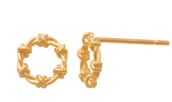 9k YG Knotted Stud Earrings 6.5mm