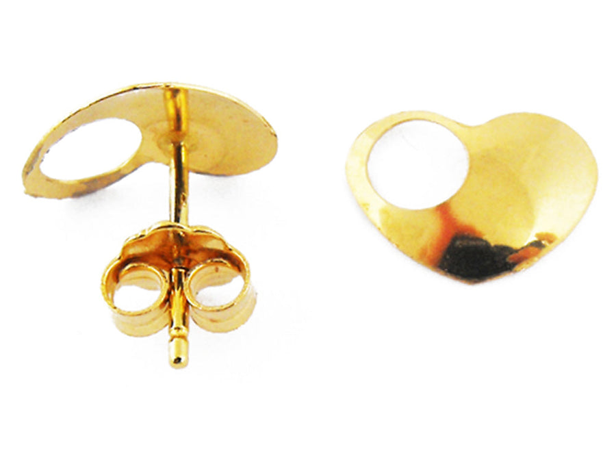 18k YG Heart Stud Earrings. 8.3x11.3mm