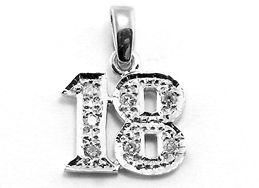 9k WG Diamond No. 18 Pendant 7D=0.15ct Grain Set . Meas. 12mm x 13mm