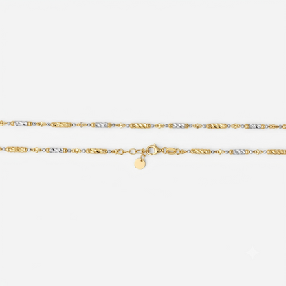 18k 2T Rectangle & Ball Design Chain 2.5mm wide 45cm (O ring at 43cm)  Approx 9.05g