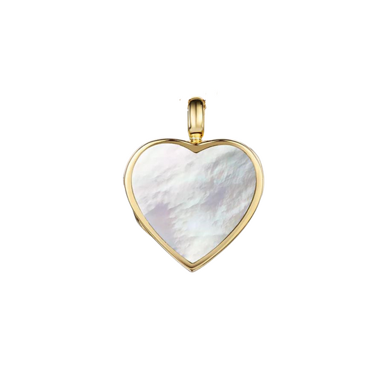 9k YG Mother of Pearl Heart Locket 20mm
