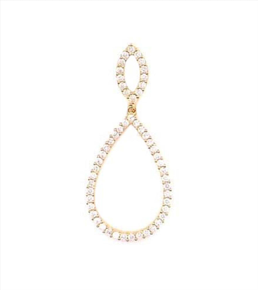 9k YG Tear Drop Pendant set with CZ's 34mm x 15mm