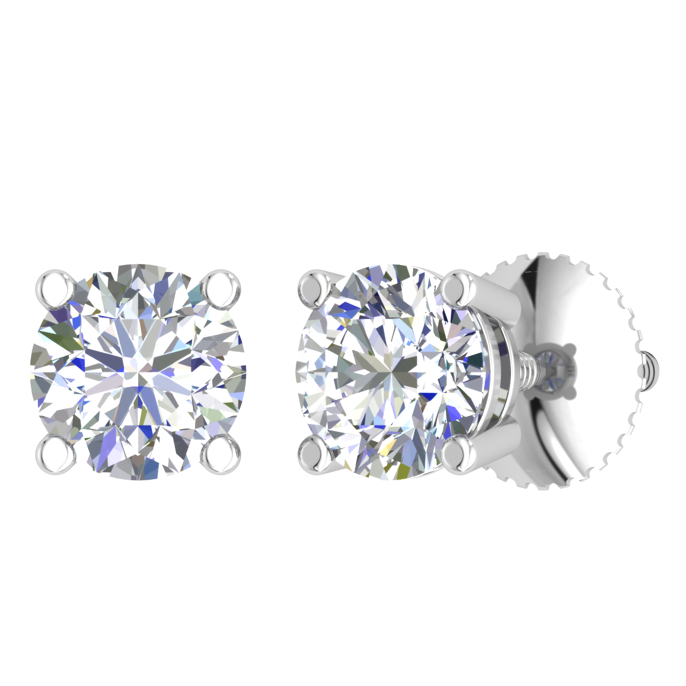 Lab Diamond Stud Earrings (2D=2ct)