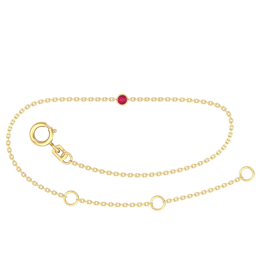 9k YG Oval Link January Garnet Bracelet 1.4mm Wide 19.5cm . Bezel Set with 1GA=0.07ct, O-Rings at 16.5 & 18cm