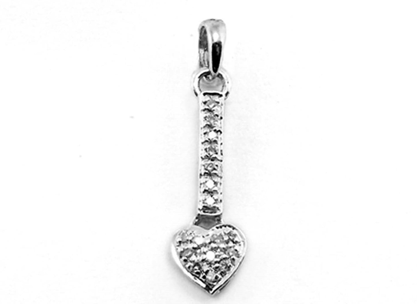 9k WG Diamond Drop Heart Pendant. 18x6mm