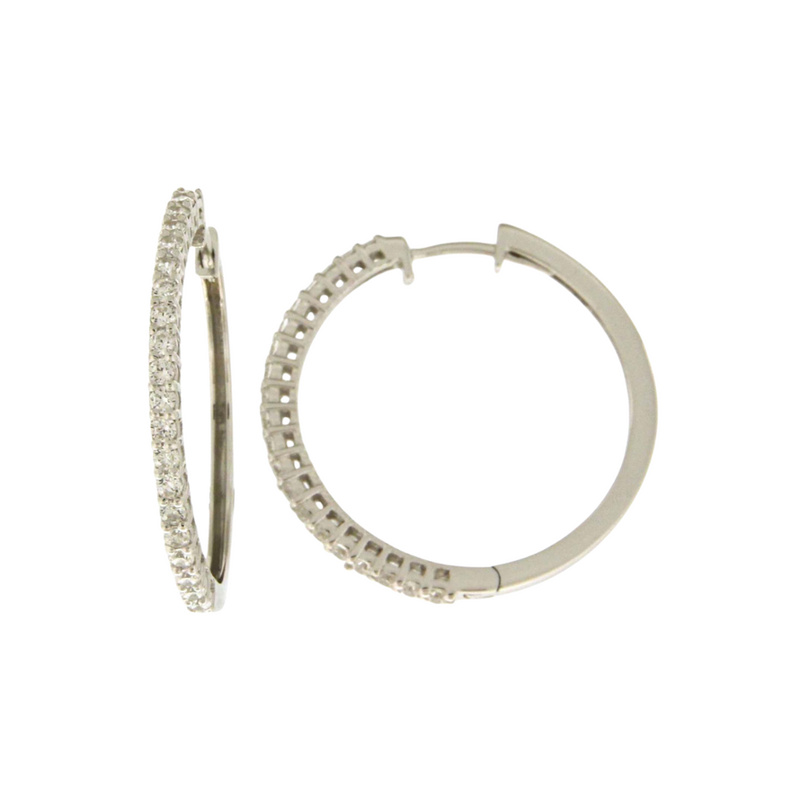 9k WG Diamond Round Huggie Earrings 40D=0.70ct 25mm Diameter. 1.7mm Wide