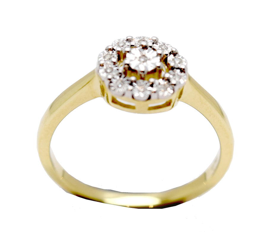 9k 2T Micro Set Diamond Dress Ring 11D=0.03ct Size N