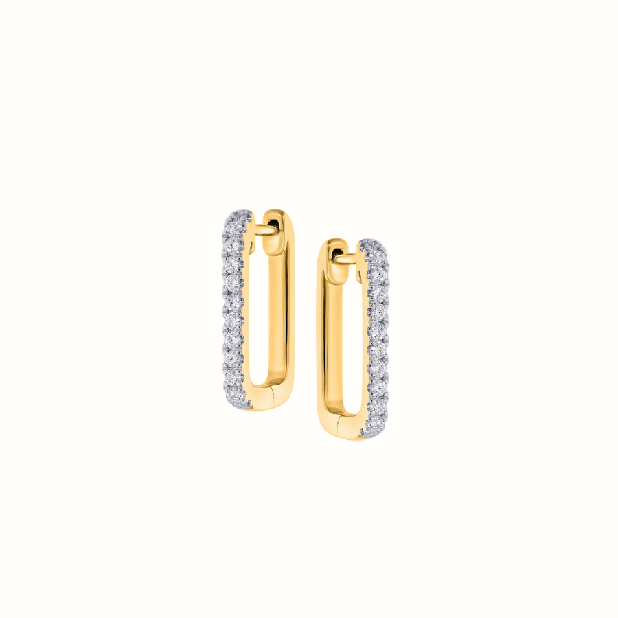 9k YG Rectangle Diamond Huggies 11mm with 24D Approx 0.14ct