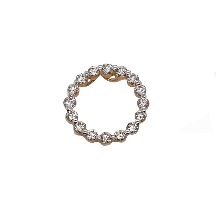 18k YG Diamond Circle Pendant 16D=0.50ct Bezel Set . Meas. 14.2mm