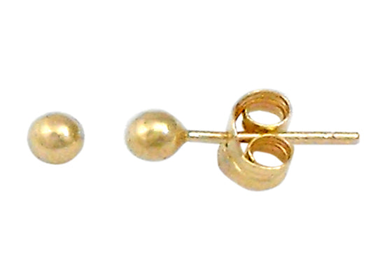 18k YG Ball Stud Earrings with Butterfly 5mm.