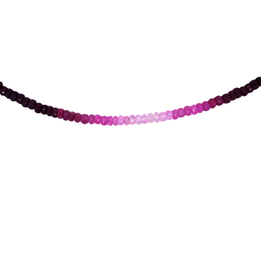 18k YG Ruby Shaded Faceted Bead Chain 45cm (incl 2cm adjustable links) approx 88ct