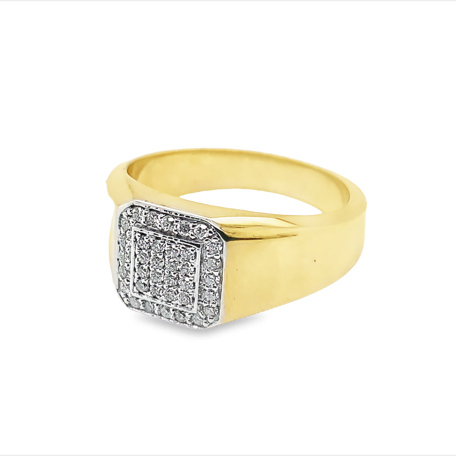 18k YG Gents Diamond Ring 36D=0.28ct E/F VS. Size V 1/2