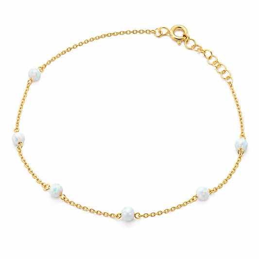 9k YG Opal Oval Link Bracelet