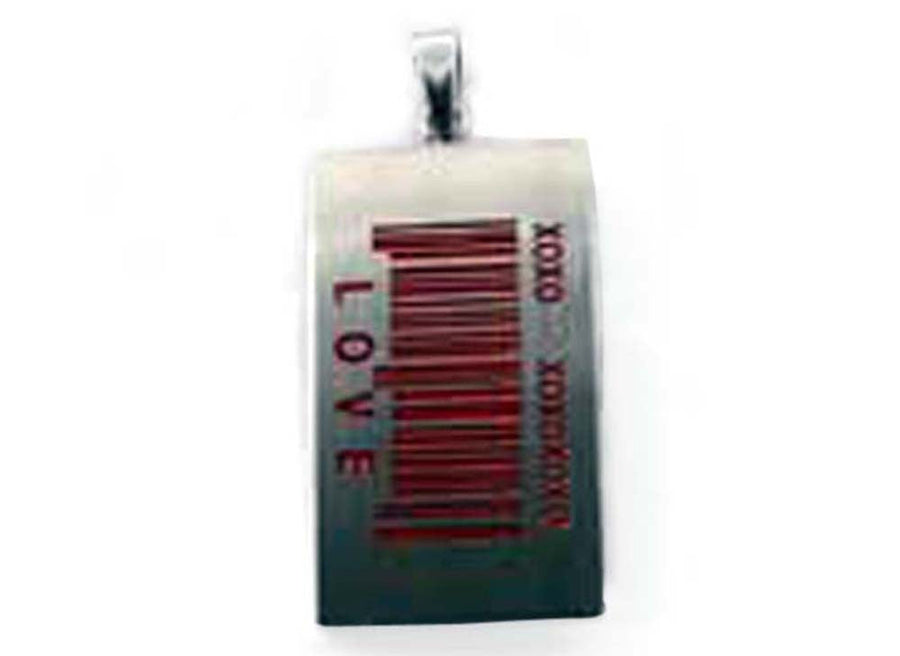 Stainless Steel Pnd with Red Laser Barcode.