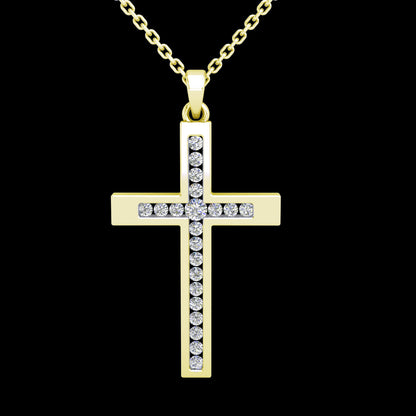 YG Diamond Cross 21D=0.15ct. 22mm x 14mm