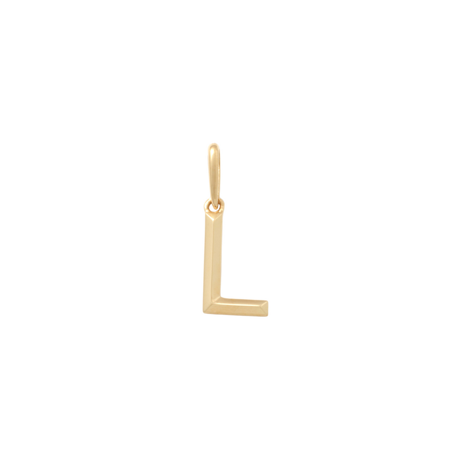9k YG Block Letter L Pendant. 10.9mm