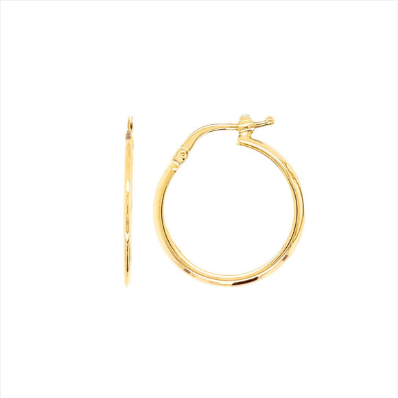 9k YG Round Hoop Earrings (2.2mm Tube)