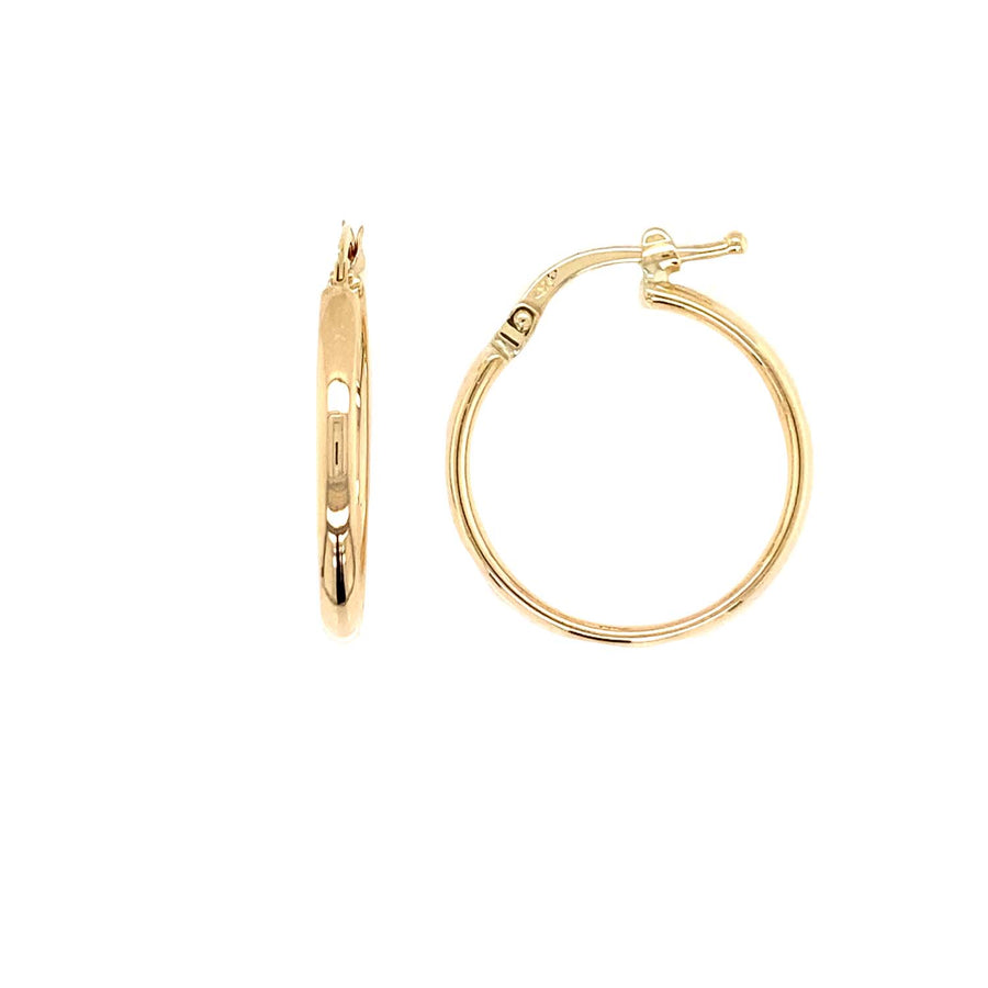 9k YG Round Half Round Hoops 25mm 3mm Wide