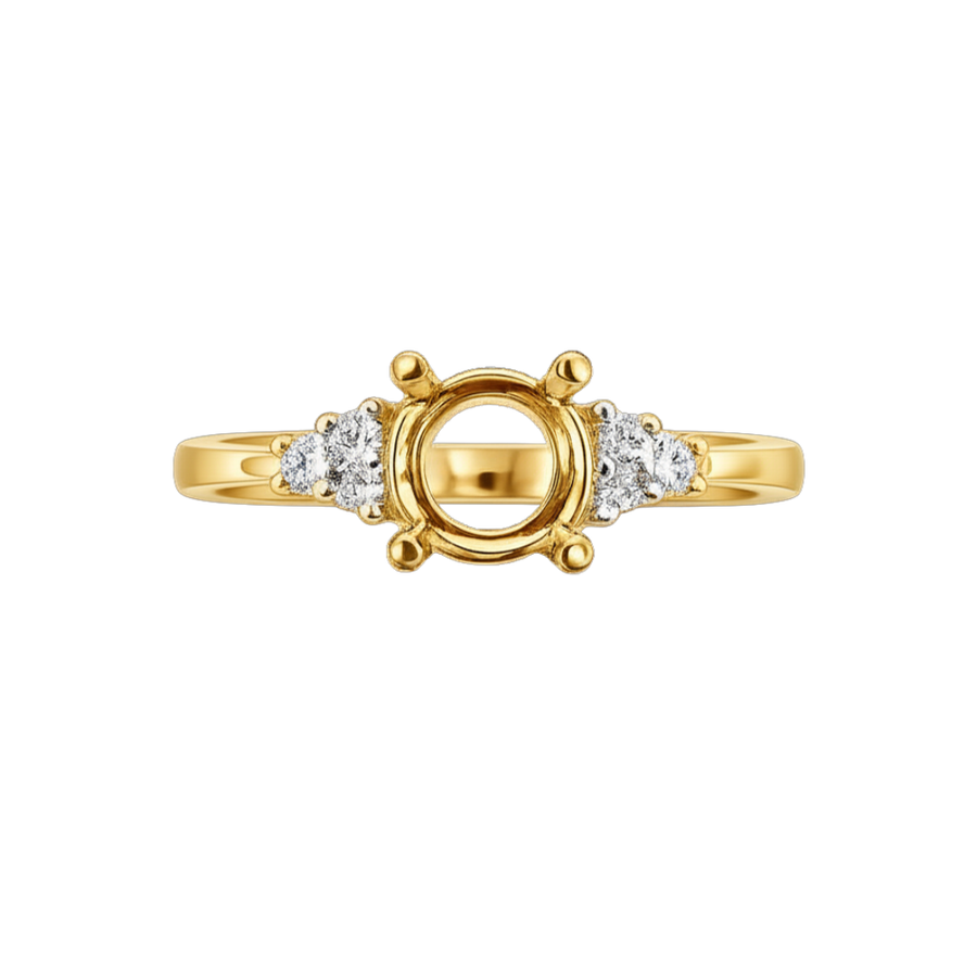 9k YG Diamond Engagement Ring (Unset Centre Setting) 6D=0.12ct. Size O