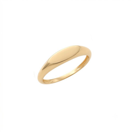 9k YG Oval Signet Ring 4.3mm x 12.7mm. Size M
