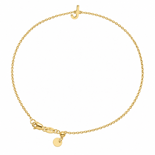 9k YG Letter J Trace Bracelet (1.1mm)
