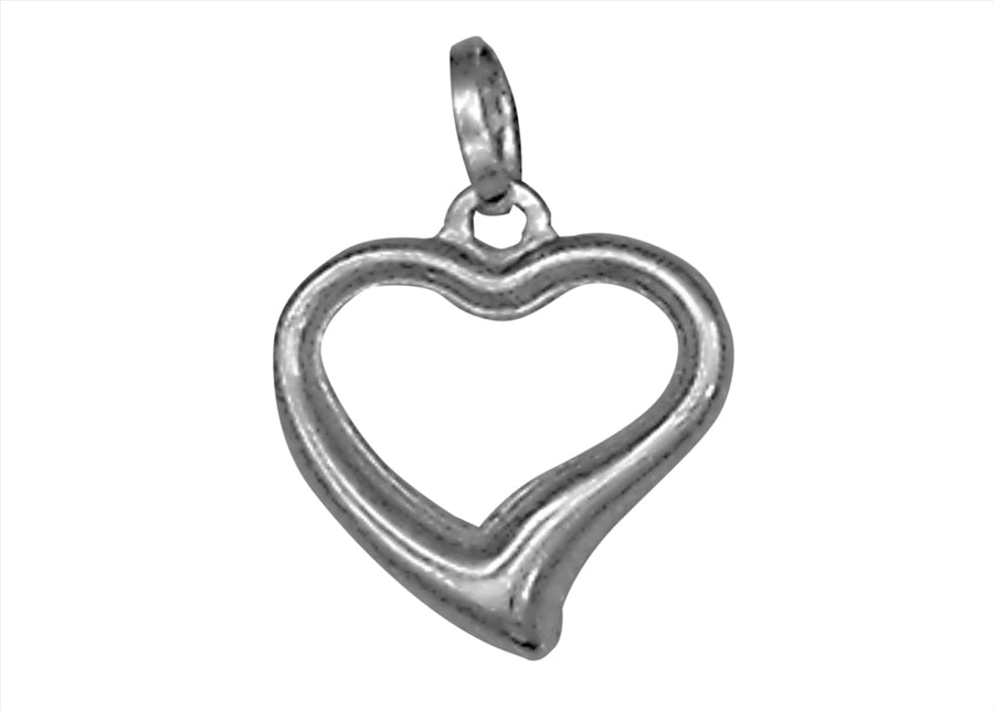9k WG Hollow Floating Heart with Loop Pendant . 16mm