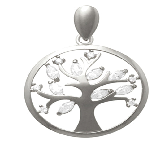 9k WG Circle Tree of Life Pendant 17mm