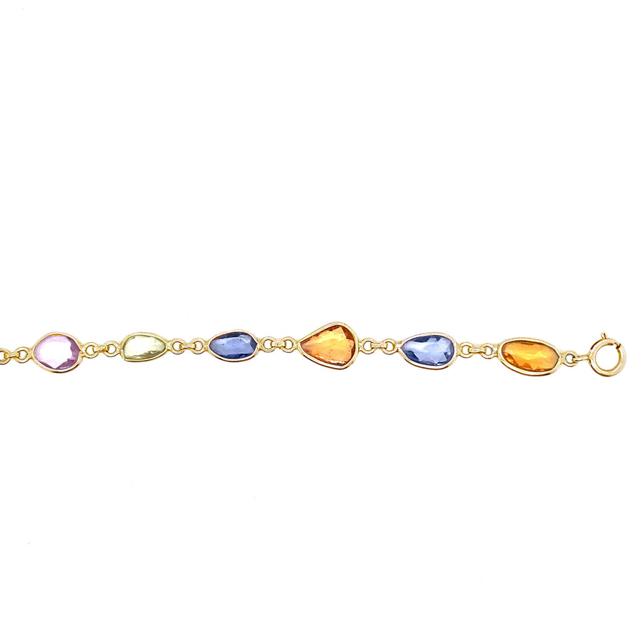 18k YG Multi Sapphire Rosecut Chain 45cm. Gross weight 10.8g, Sapphire weight 24.15ct.