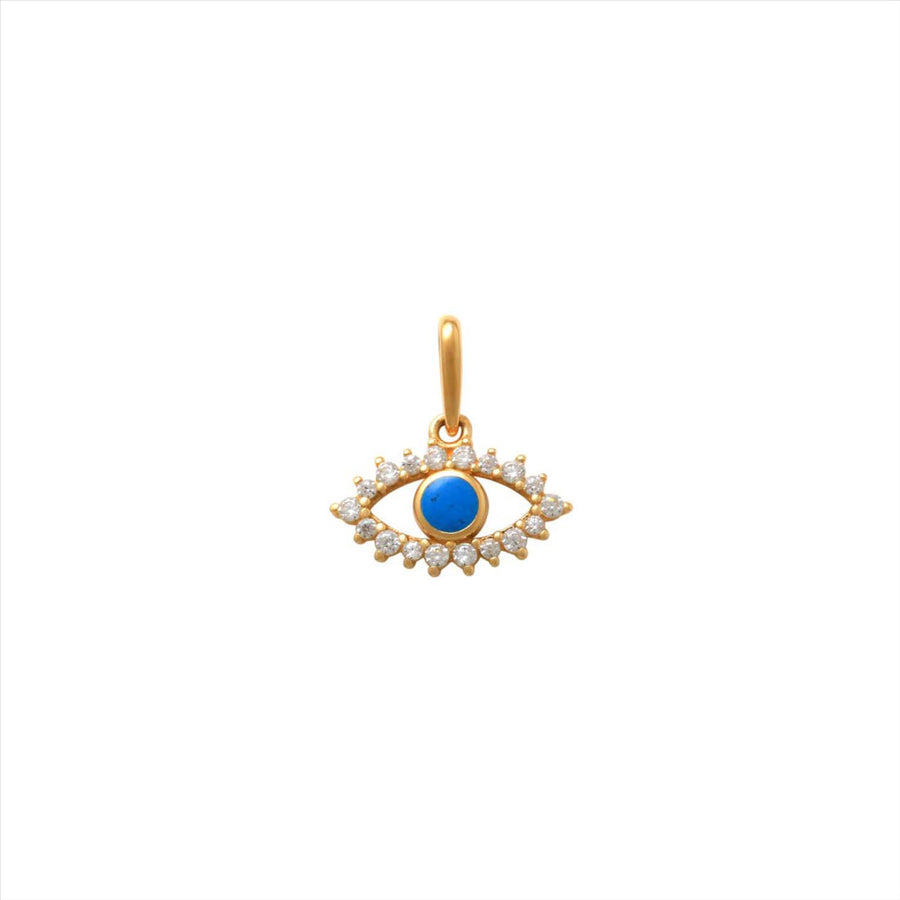 9k YG CZ & Enamel Eye Pendant 7x12mm