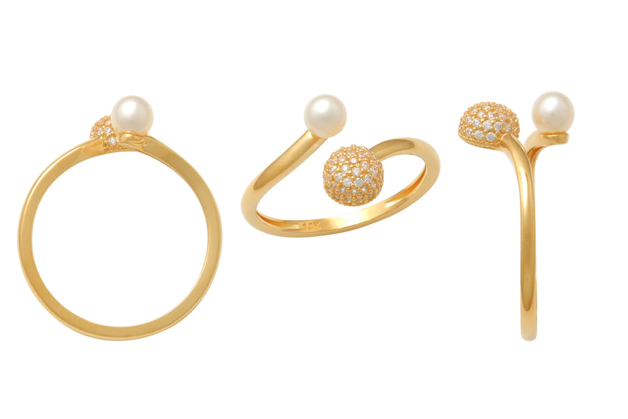 9k YG CZ & FWP Double-Ended Ring. 10mm. Size K