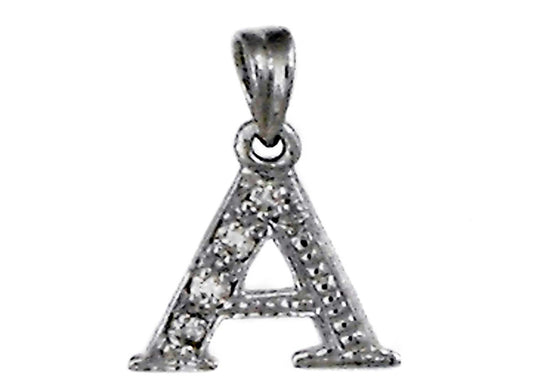 9k WG Diamond Block Letter Pendant S with 4D = 0.065ct 10mm