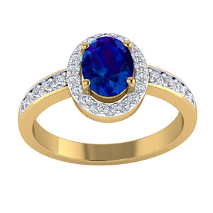 9k YG Sapphire & Diamond Ring