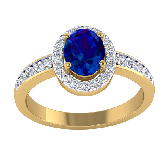 9k YG Sapphire & Diamond Ring