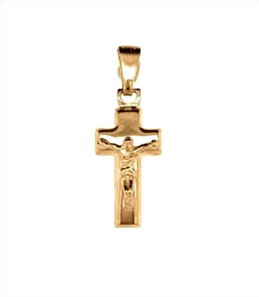 9k YG Italian Hollow Crucifixion Pnd 20mm x 11mm