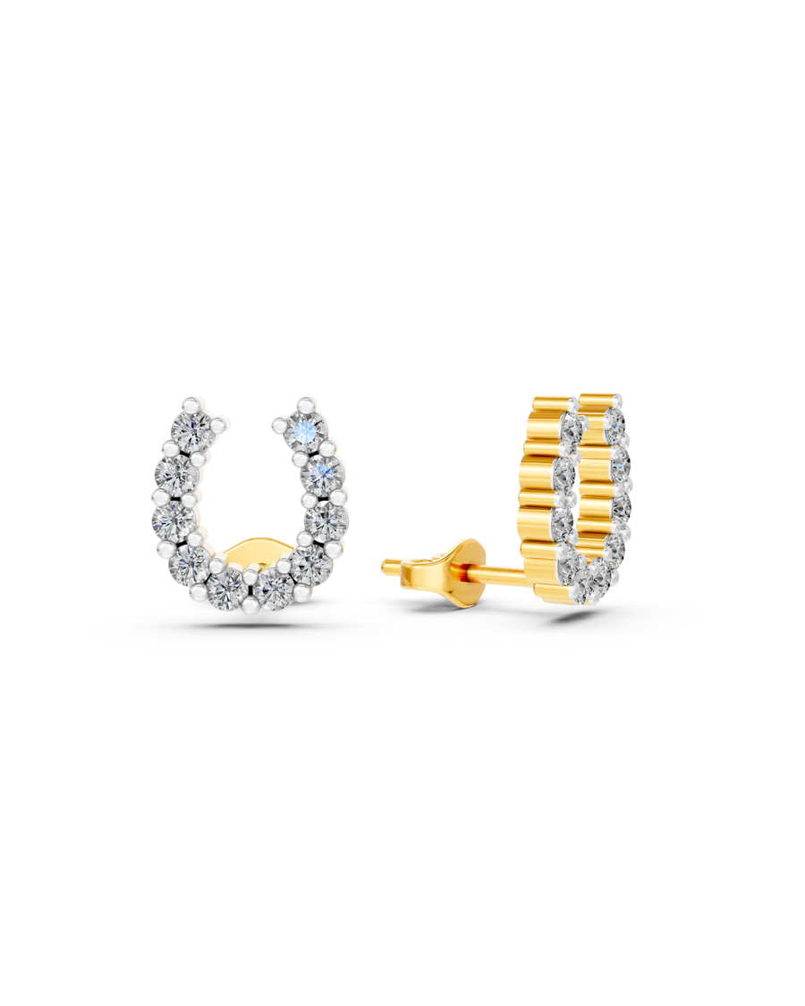 9k YG Lab Diamond Horseshoe Stud 20D=0.30ct. Meas 8x7mm