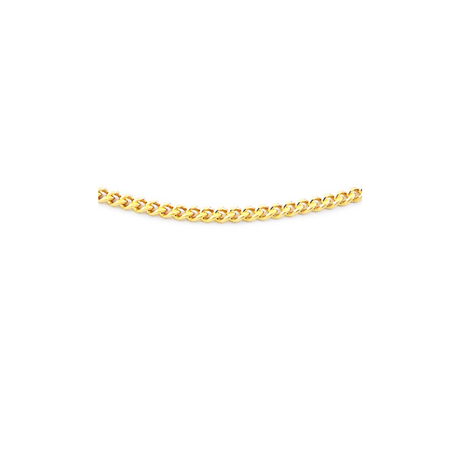 9k YG Italian Solid Curb Anklet 1.4mm wide 25cm . Approx 1.4g