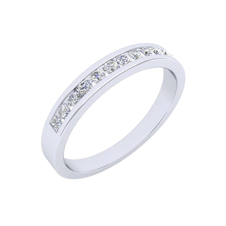 9k WG Diamond Ring  Channel-Set  Brilliant Cut  12D = 0.25ct  Col: I  Clar: P1  Size S