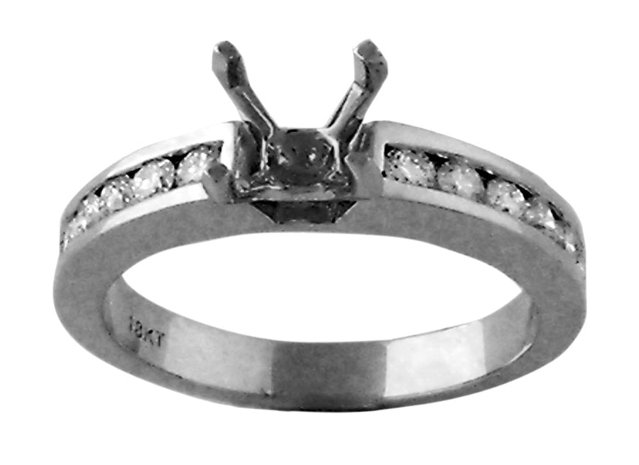18k WG Engagement ring with Unset Setting (1.00ct) set with 12 Brilliant Cut Diamond = 0.50ct  Size R.