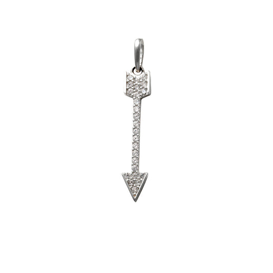 9k WG CZ Arrow Pendant 21x4mm