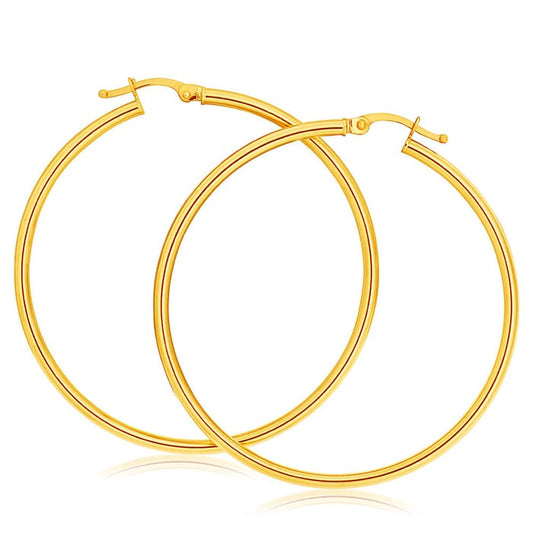 18k YG Round Hoop Earrings 15mm Diameter. Round Tube 1.8mm Wide