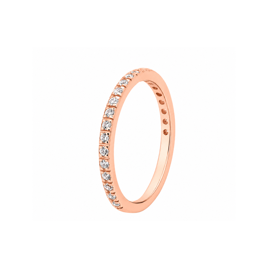 New_9k RG Diamond Band set with 20 diamonds=0.23ct Size N