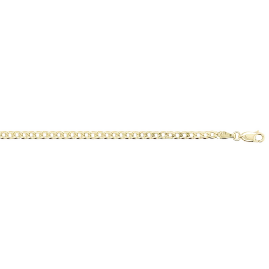 9k YG Italian Solid Flat Curb Chain 3.1mm wide 60cm . Approx 9.3g