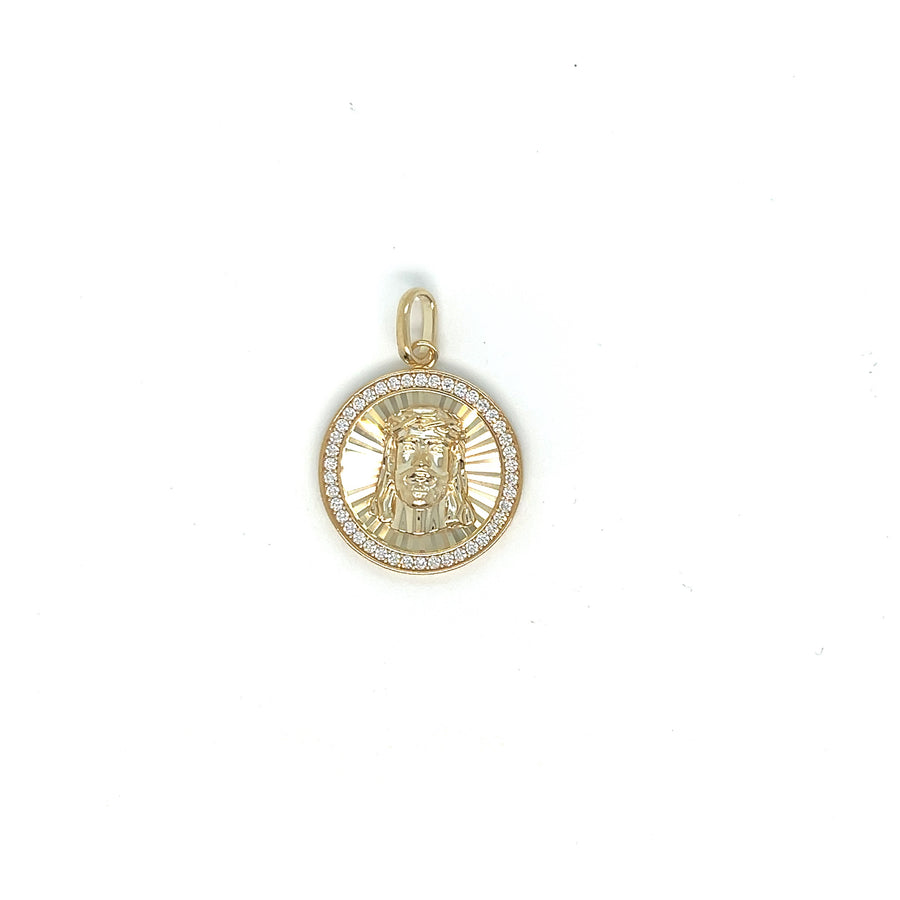 9k YG CZ Jesus Medallion 20mm