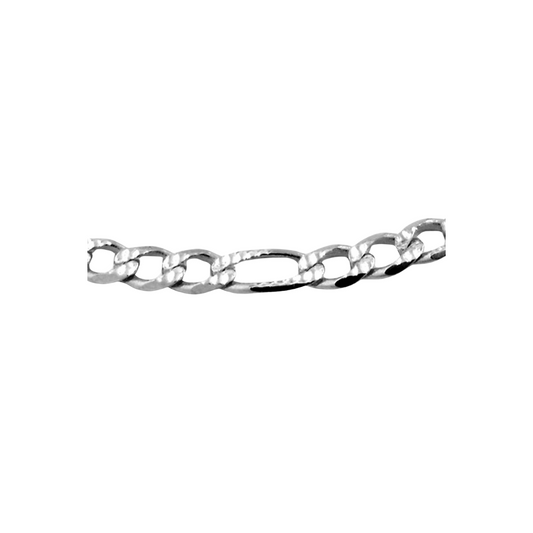 9k WG Italian 1x3 Figaro Pave Chain 4.5mm wide 50cm Approx 14g.