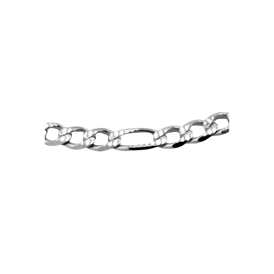 9k WG Italian 1x3 Figaro Pave Chain 4.5mm wide 50cm Approx 14g.