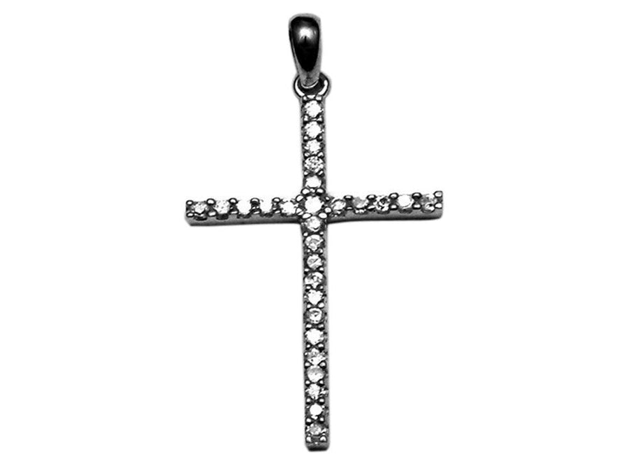 disc 18k WG CZ's Cross Pnd 28mm x 16mm.