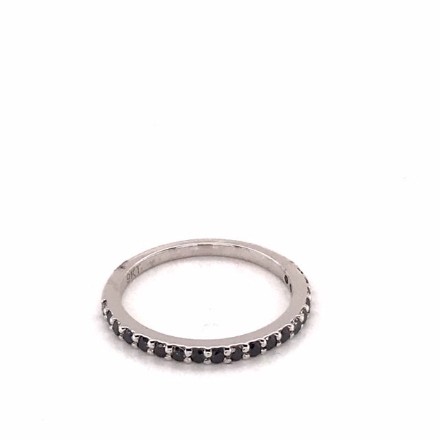 9k WG Wedding Band set with 19 Black Diamonds = 0.36ct  Size M1/2