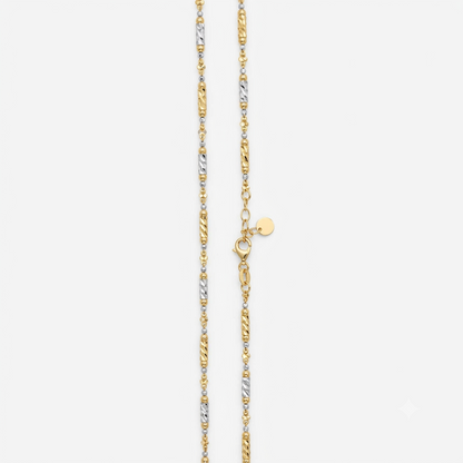 18k 2T Rectangle & Ball Design Chain 2.5mm wide 45cm (O ring at 43cm)  Approx 9.05g