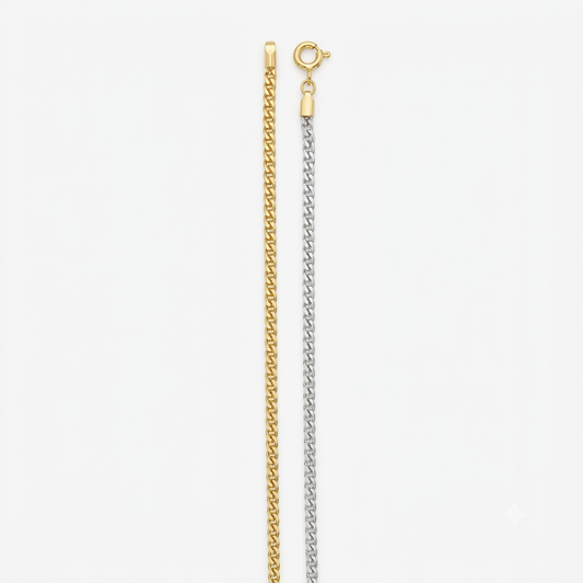 18k 2T Square Franco Chain 1.3mm wide 45cm  Approx 2.70g