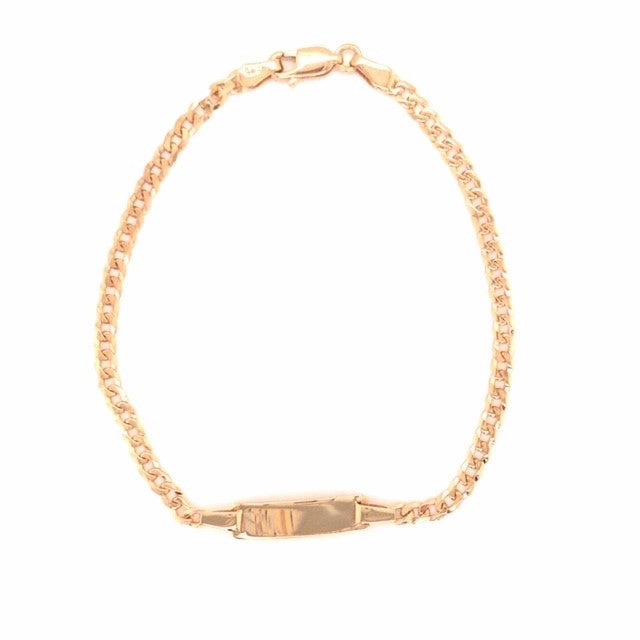 9k YG Italian Solid Flat Curb ID Bracelet 3mm wide 19.5cm . Approx 4.08g